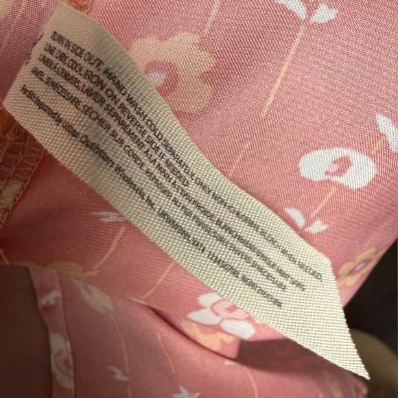 Free People Dreamy Days Pajama Set Satin Button Top Wide Leg Pant Coral SZ L NWT - Picture 5 of 16